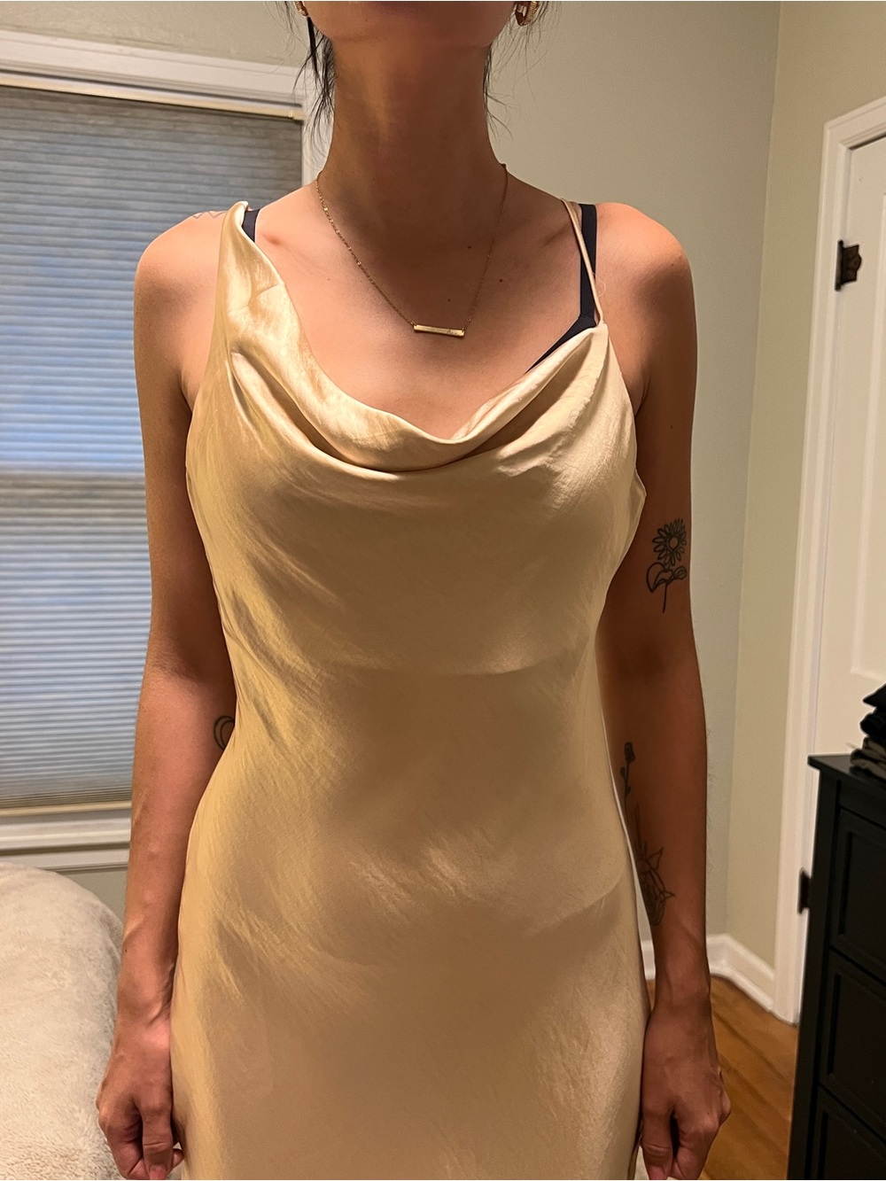 Princess Polly Satin Cowl Slip Dress in Champagne